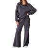 imageAleumdr Womens 2 Piece Outfits Lounge Set Mock Neck Long Sleeve Sweatshirt With Wide Leg Pants Sweatsuit Fall 2025Carbon Grey