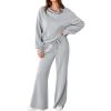 imageAleumdr Womens 2 Piece Outfits Lounge Set Mock Neck Long Sleeve Sweatshirt With Wide Leg Pants Sweatsuit Fall 2025Grey