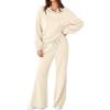 imageAleumdr Womens 2 Piece Outfits Lounge Set Mock Neck Long Sleeve Sweatshirt With Wide Leg Pants Sweatsuit Fall 2025Sail Blue