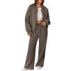 imageAleumdr Womens 2 Piece Outfits Oversized Fleece Sweatsuit Zip Up Long Sleeve Sweatshirt with Wide Leg SweatpantsDark Brown