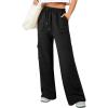 imageAleumdr Womens Cargo Sweatpants High Waisted Wide Leg Pants Athletic Casual Baggy Sweat Pants with PocketsBlack