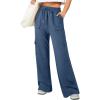 imageAleumdr Womens Cargo Sweatpants High Waisted Wide Leg Pants Athletic Casual Baggy Sweat Pants with PocketsSky Blue