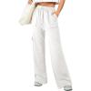 imageAleumdr Womens Cargo Sweatpants High Waisted Wide Leg Pants Athletic Casual Baggy Sweat Pants with PocketsWhite
