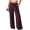 imageAleumdr Womens Wide Leg Sweatpants Elastic High Waisted Long Pants Casual Loose Yoga Pants with Pockets 2025Burgundy
