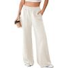 imageAleumdr Womens Wide Leg Sweatpants Elastic High Waisted Long Pants Casual Loose Yoga Pants with Pockets 2025White
