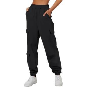 imageAleumdr Womens Sweatpants Cargo Joggers Baggy Sweat Fall Pants Athletic Cotton Fleece Lined Casual Pants with PocketsA1 Black