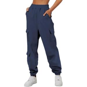 imageAleumdr Womens Sweatpants Cargo Joggers Baggy Sweat Fall Pants Athletic Cotton Fleece Lined Casual Pants with PocketsA3 Navy Blue