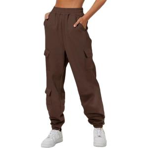 imageAleumdr Womens Sweatpants Cargo Joggers Baggy Sweat Fall Pants Athletic Cotton Fleece Lined Casual Pants with PocketsA5 Brown