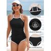 imageAleumdr 2 Piece Tankini Swimsuits for Women Tummy Control Bathing Suit Halter Tankini Tops with High Waisted ShortsA1 Black