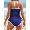imageAleumdr 2 Piece Tankini Swimsuits for Women Tummy Control Bathing Suit Halter Tankini Tops with High Waisted ShortsA2 Navy Blue