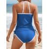 imageAleumdr 2 Piece Tankini Swimsuits for Women Tummy Control Bathing Suit Halter Tankini Tops with High Waisted ShortsA3 Green Blue