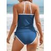 imageAleumdr 2 Piece Tankini Swimsuits for Women Tummy Control Bathing Suit Halter Tankini Tops with High Waisted ShortsA4 Blue
