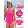 imageAleumdr 2 Piece Tankini Swimsuits for Women Tummy Control Bathing Suit Halter Tankini Tops with High Waisted ShortsA5 Pink