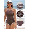 imageAleumdr 2 Piece Tankini Swimsuits for Women Tummy Control Bathing Suit Halter Tankini Tops with High Waisted ShortsA6 Brown
