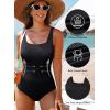 imageAleumdr One Piece Swimsuit Women Tummy Control Bathing Suits Ribbed Square Neck Womens Fashion SwimwearA1 Black