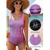 imageAleumdr One Piece Swimsuit Women Tummy Control Bathing Suits Ribbed Square Neck Womens Fashion SwimwearA2 Purple