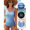 imageAleumdr One Piece Swimsuit Women Tummy Control Bathing Suits Ribbed Square Neck Womens Fashion SwimwearA3 Sky Blue