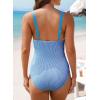 imageAleumdr One Piece Swimsuit Women Tummy Control Bathing Suits Ribbed Square Neck Womens Fashion SwimwearA3 Sky Blue
