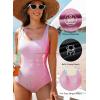 imageAleumdr One Piece Swimsuit Women Tummy Control Bathing Suits Ribbed Square Neck Womens Fashion SwimwearA4 Pink