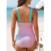 imageAleumdr One Piece Swimsuit Women Tummy Control Bathing Suits Ribbed Square Neck Womens Fashion SwimwearA4 Pink
