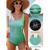 imageAleumdr One Piece Swimsuit Women Tummy Control Bathing Suits Ribbed Square Neck Womens Fashion SwimwearA5 Bluegreen