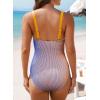 imageAleumdr One Piece Swimsuit Women Tummy Control Bathing Suits Ribbed Square Neck Womens Fashion SwimwearA6 Orangeblue