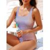imageAleumdr One Piece Swimsuit Women Tummy Control Bathing Suits Ribbed Square Neck Womens Fashion SwimwearA6 Orangeblue