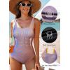 imageAleumdr One Piece Swimsuit Women Tummy Control Bathing Suits Ribbed Square Neck Womens Fashion SwimwearA6 Orangeblue