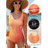imageAleumdr One Piece Swimsuit Women Tummy Control Bathing Suits Ribbed Square Neck Womens Fashion SwimwearA7 Orange