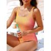 imageAleumdr One Piece Swimsuit Women Tummy Control Bathing Suits Ribbed Square Neck Womens Fashion SwimwearA7 Orange