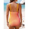 imageAleumdr One Piece Swimsuit Women Tummy Control Bathing Suits Ribbed Square Neck Womens Fashion SwimwearA7 Orange