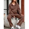 imageAleumdr Womens 2 Piece Outfits Matching Sweat Sets Sweatsuit Tracksuit Zip up Sweatshirt and Sweatpants Lounge SetsCoffee