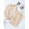 imageAleumdr Womens 2 Piece Outfits Sweatsuit Oversized Sweatshirt Wide Leg Sweatpants Matching Lounge Set 2024Beige