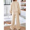 imageAleumdr Womens 2 Piece Outfits Sweatsuit Oversized Sweatshirt Wide Leg Sweatpants Matching Lounge Set 2024Beige