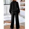 imageAleumdr Womens 2 Piece Outfits Sweatsuit Oversized Sweatshirt Wide Leg Sweatpants Matching Lounge Set 2024Black
