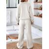 imageAleumdr Womens 2 Piece Outfits Sweatsuit Oversized Sweatshirt Wide Leg Sweatpants Matching Lounge Set 2024Light Grey