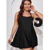 imageAleumdr Womens Plus Size One Piece Swimsuit Tummy Control One Piece Bathing Suit with Skirt Vintage Swimdress with PocketsBlack