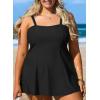 imageAleumdr Womens Plus Size One Piece Swimsuit Tummy Control One Piece Bathing Suit with Skirt Vintage Swimdress with PocketsBlack