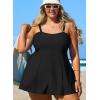 imageAleumdr Womens Plus Size One Piece Swimsuit Tummy Control One Piece Bathing Suit with Skirt Vintage Swimdress with PocketsBlack