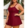 imageAleumdr Womens Plus Size One Piece Swimsuit Tummy Control One Piece Bathing Suit with Skirt Vintage Swimdress with PocketsBurgundy
