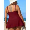 imageAleumdr Womens Plus Size One Piece Swimsuit Tummy Control One Piece Bathing Suit with Skirt Vintage Swimdress with PocketsBurgundy