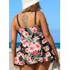 imageAleumdr Womens Plus Size One Piece Swimsuit Tummy Control One Piece Bathing Suit with Skirt Vintage Swimdress with PocketsFloral Pink