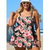 imageAleumdr Womens Plus Size One Piece Swimsuit Tummy Control One Piece Bathing Suit with Skirt Vintage Swimdress with PocketsFloral Pink