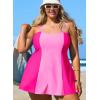 imageAleumdr Womens Plus Size One Piece Swimsuit Tummy Control One Piece Bathing Suit with Skirt Vintage Swimdress with PocketsPink
