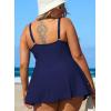 imageAleumdr Womens Plus Size One Piece Swimsuit Tummy Control One Piece Bathing Suit with Skirt Vintage Swimdress with PocketsPrinted Blue