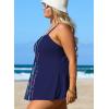 imageAleumdr Womens Plus Size One Piece Swimsuit Tummy Control One Piece Bathing Suit with Skirt Vintage Swimdress with PocketsPrinted Blue