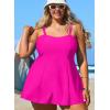 imageAleumdr Womens Plus Size One Piece Swimsuit Tummy Control One Piece Bathing Suit with Skirt Vintage Swimdress with PocketsRose Red