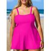 imageAleumdr Womens Plus Size One Piece Swimsuit Tummy Control One Piece Bathing Suit with Skirt Vintage Swimdress with PocketsRose Red
