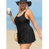 imageAleumdr Womens Plus Size One Piece Swimsuit with Skirted Swimming Dress 2024 Trendy Tummy Control Bathing Suit Black 2X