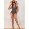 imageAleumdr Womens Retro Ruched Two Piece Strappy Tummy Control Swimwear Tie Side Tankini Bathing Suit SetCoffee